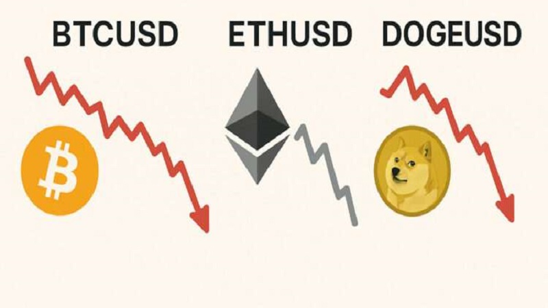 بازار کریپتو دوباره نزولی شد؛ بیت‌کوین، اتریوم و دوج‌کوین تحت فشار