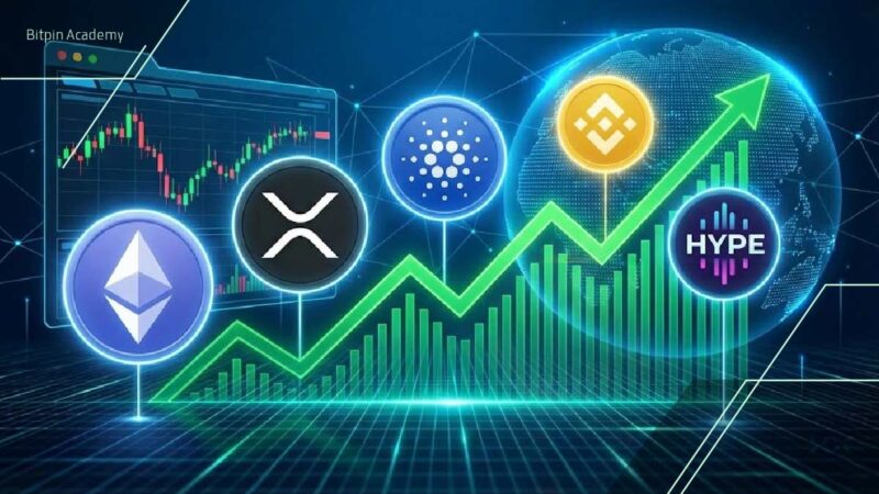 ۵ آلت کوین برتر بازار کریپتو در آستانه جهش؟ بررسی دقیق اتریوم، ریپل، کاردانو، بایننس و هایپ