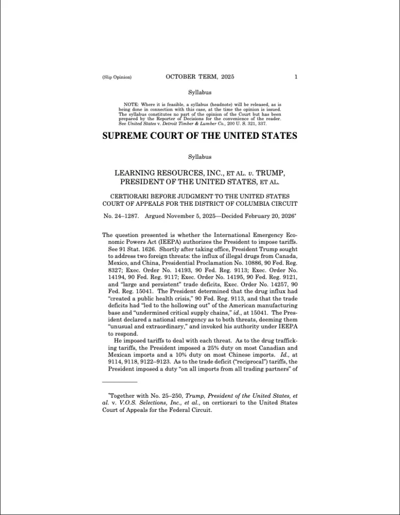 دیوان عالی اختیار ترامپ برای اعمال تعرفه تحت اختیارات اضطراری را لغو کرد