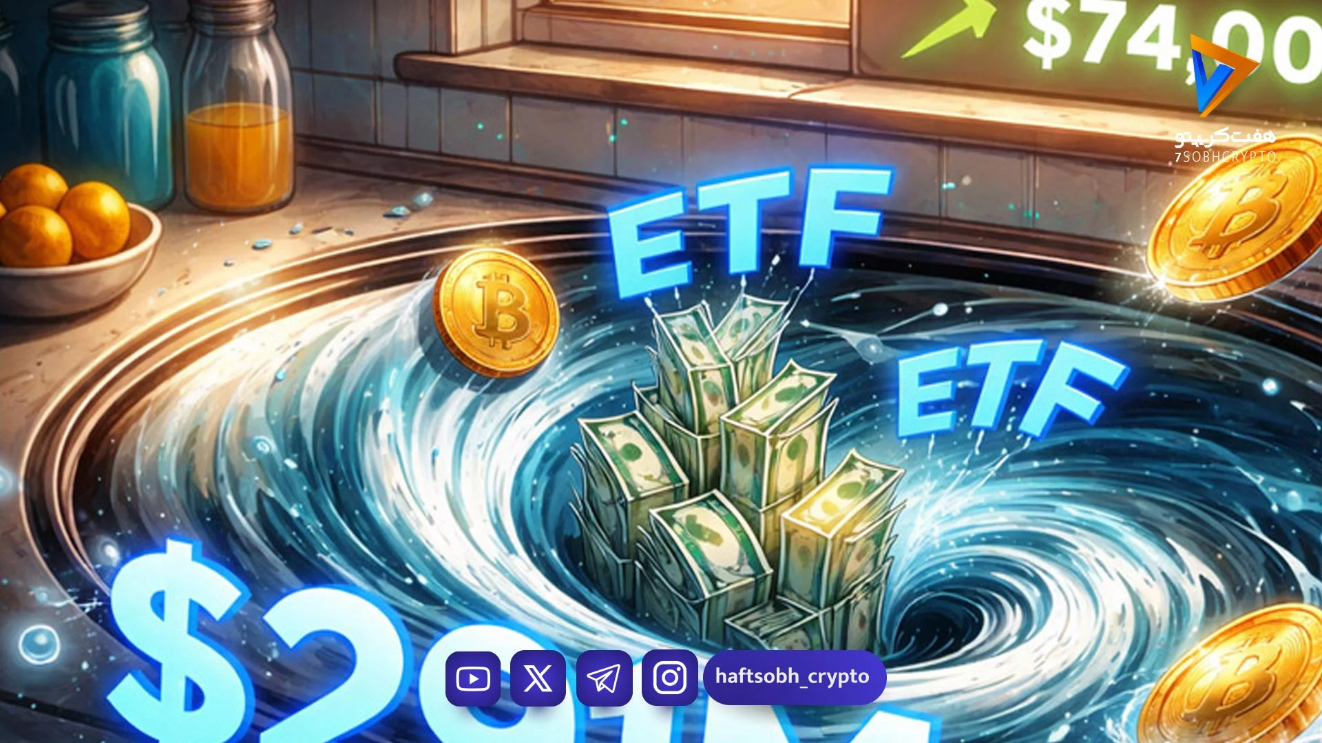 خروج ۲۹۱ میلیون دلار از ETFهای بیت‌کوین همزمان با عبور قیمت از ۷۴ هزار دلار - اخبار ارز دیجیتال