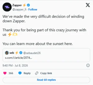 توقف فعالیت Zapper
